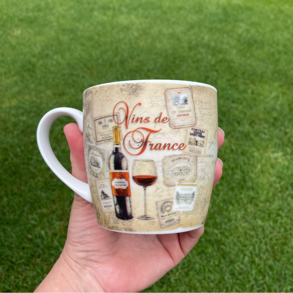 Vins de France wine themed small handled coffee mug from Enesco GUC